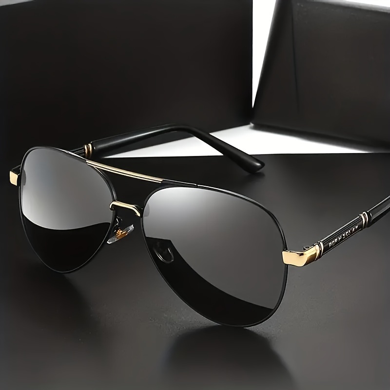Fashion Polarized Sun Glasses Men Retro Metal Frame Sunglasses