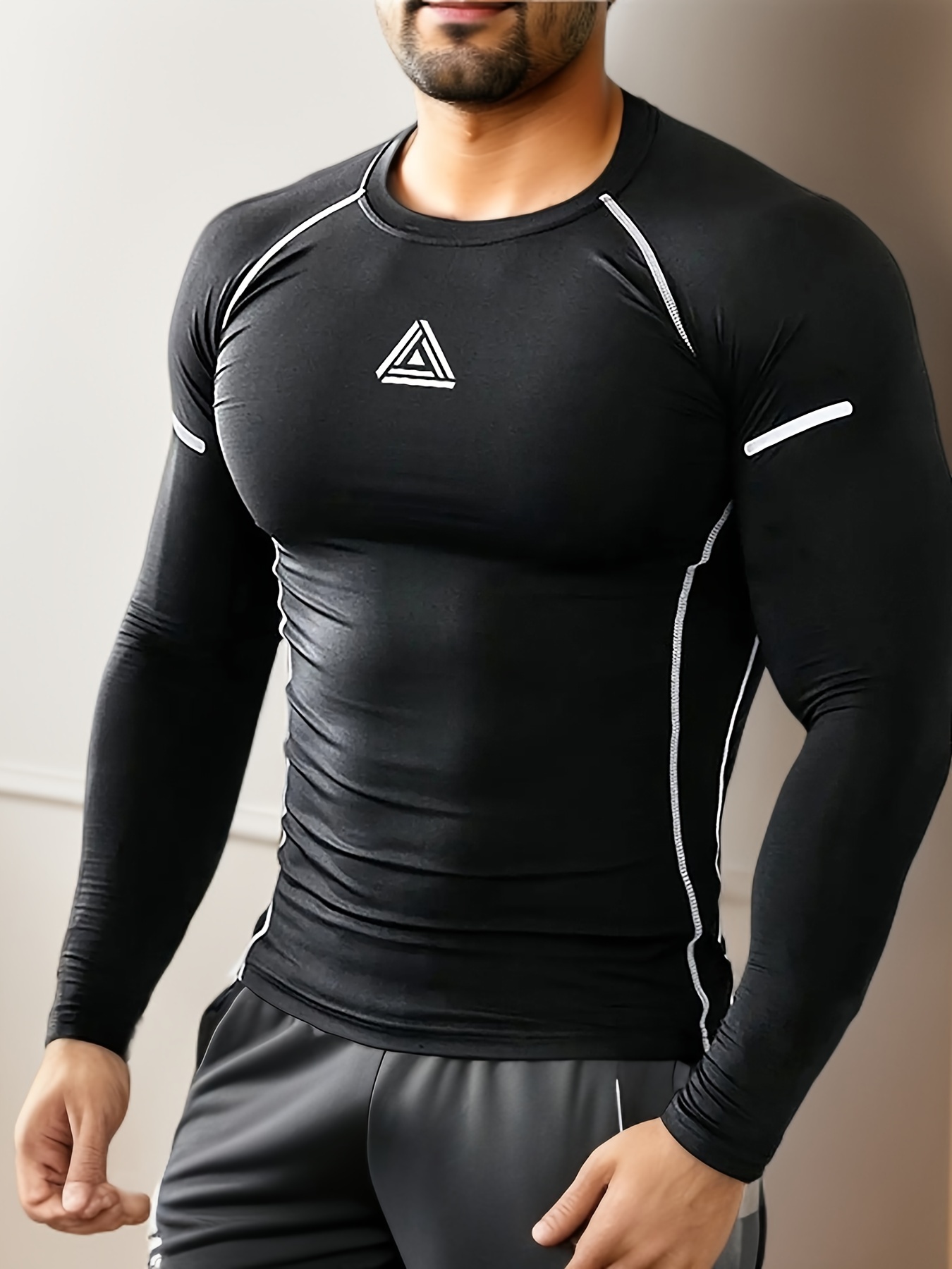 Compression Shirts Men's Long Sleeve Athletic Moisture Wicking Baselayer  Undershirt Gear Tshirt For Sports Workout