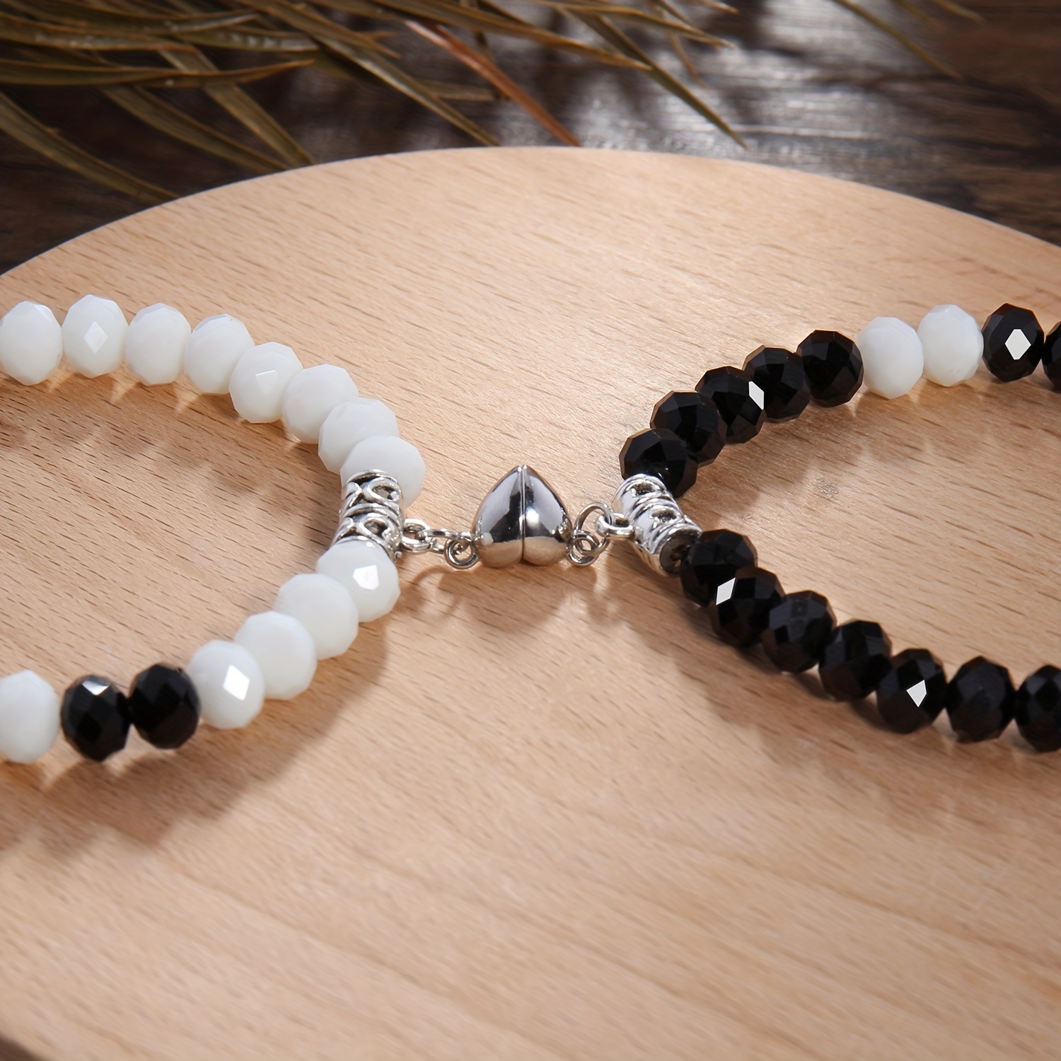  Crystal Vibe Couples Bracelets - Black and White Beads