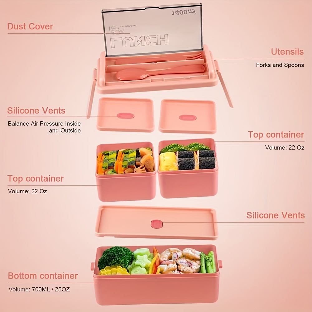 Bento Box Double Lunch Box all in one Stackable Bento Lunch - Temu