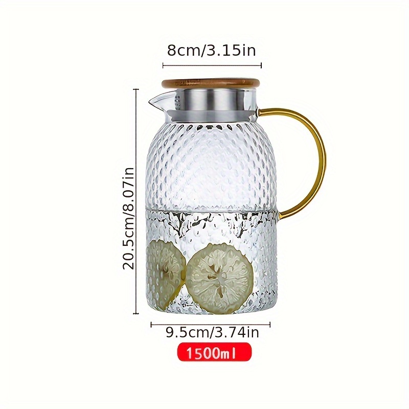 Glacier Glass Pitcher With Lid, Heat Resistant Heavy Duty Water Pitcher,  Drink Carafe, For Hot And Cold Beverges, Drinkware - Temu