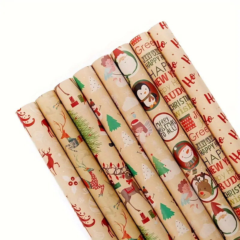 8pcs Christmas Wrapping Paper Wrapping Paper Gift Wrapping Birthday Gift  Wrapping Paper Stamping Gift Wrapping Paper Birthday Party Holiday Wrapping  P