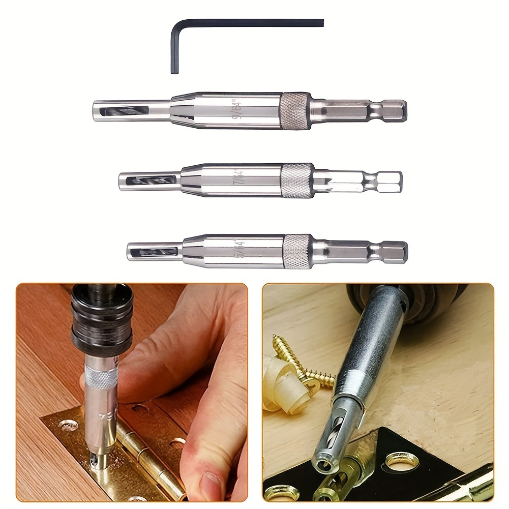 

3pcs Self Centering Hinge Drill Bits Door Window Cabinet Cupboard Hinge Drilling Holes Cutter Woodworking Center Drill Bits