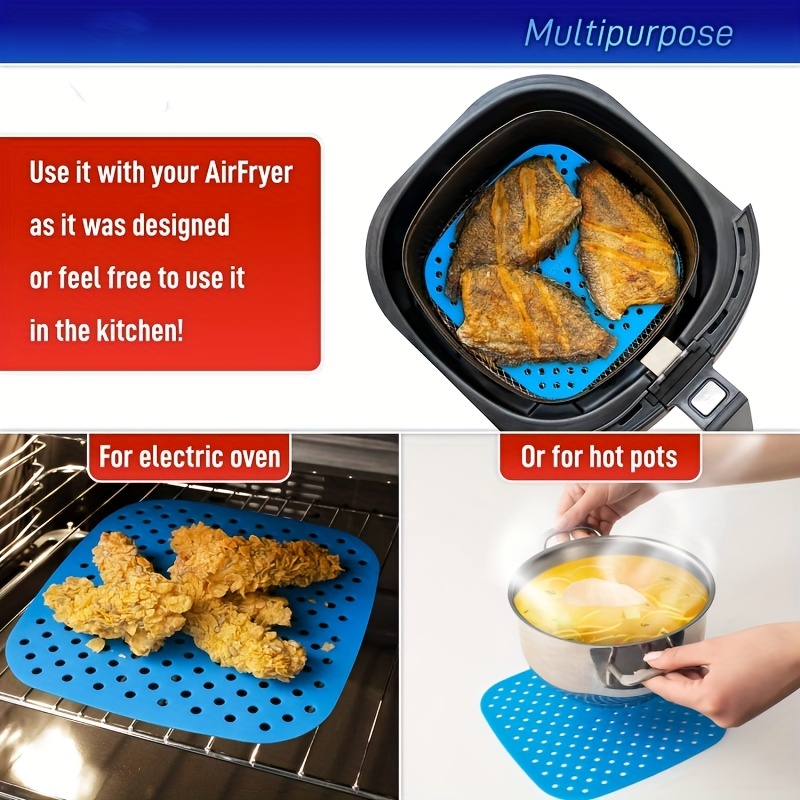  Air Fryer Liners, Air Fryer Silicone Liners Reusable, Air Fryer  Accessories - Airfryer Liners Square 8.5 inch for 4 to 6 QT Air Fryer Liners  Silicone, Air Fryer Liner Replace Parchment