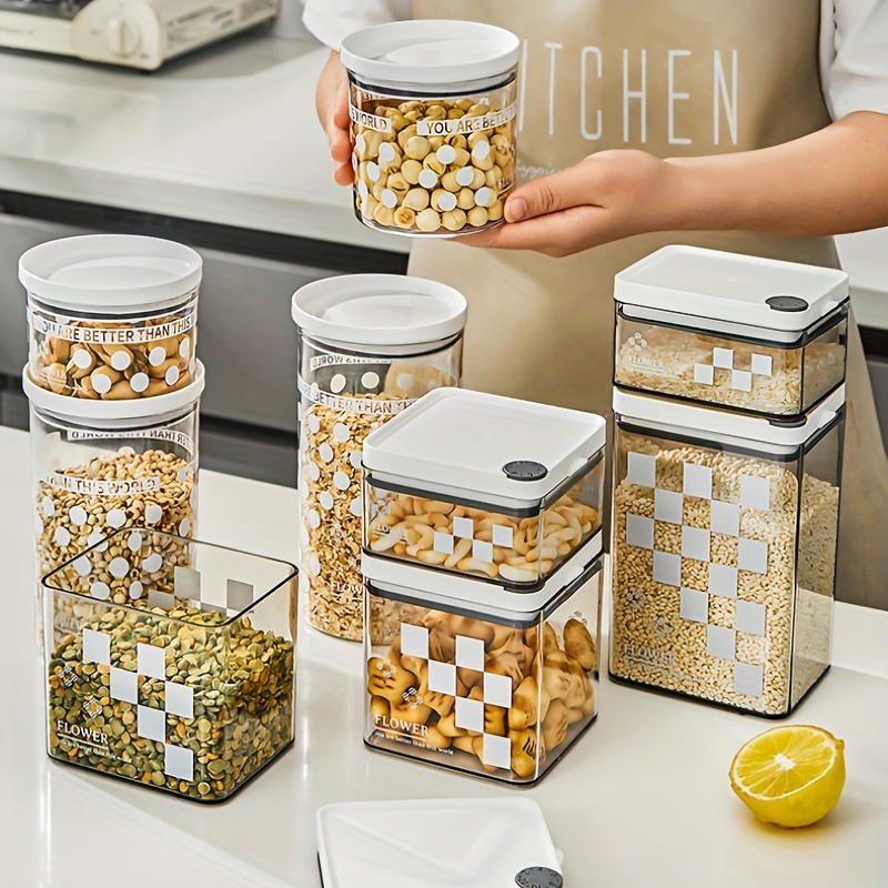 Food Storage Containers With Lids, Clear Airtight Food Jars, Transparent  Sealed Fresh-keeping Box, For Cereal, Rice, Pasta, Tea, Nuts And Coffee  Beans, Plastic Food Preservation Tank, Home Kitchen Supplies - Temu