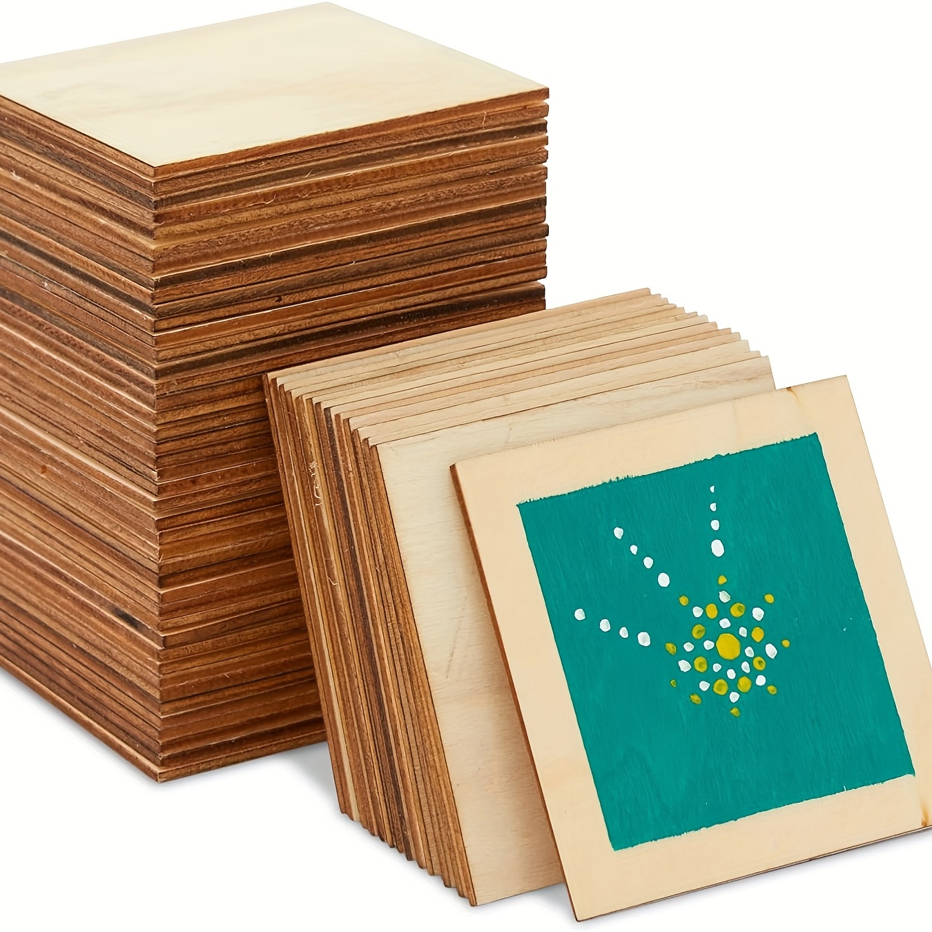 12 PCS Unfinished Square Wood Coasters 4 Inch Blank Wooden Crafts with –  WoodArtSupply