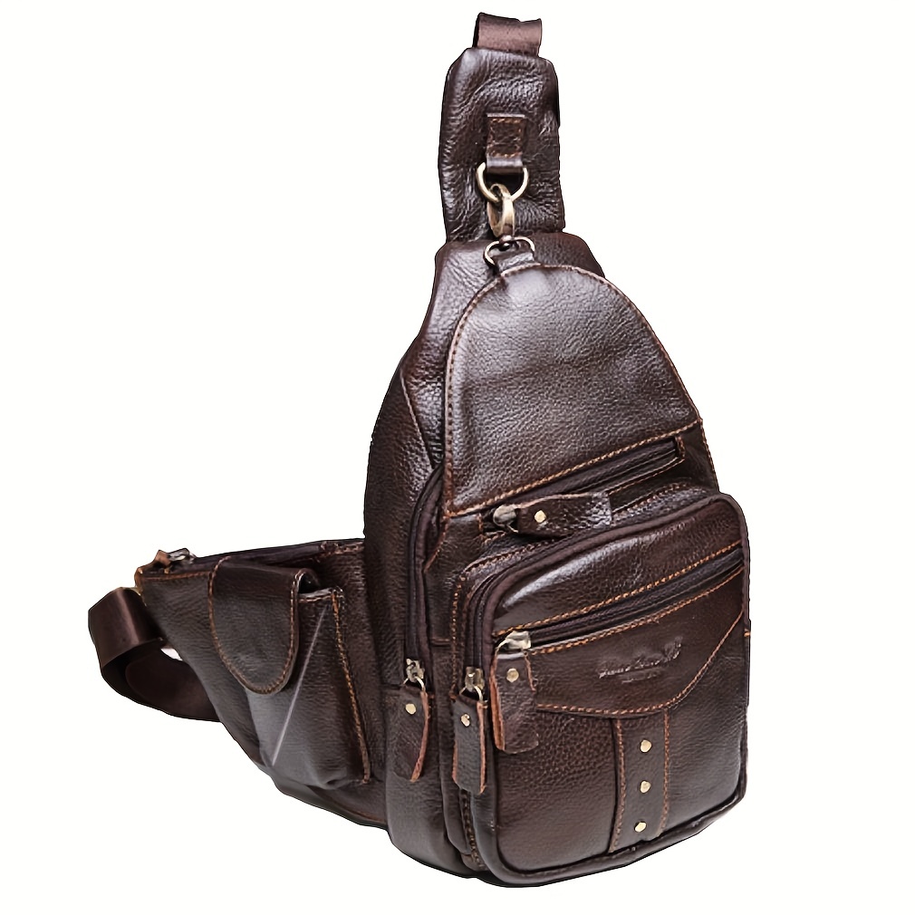 Bolso Bandolera Cuero Genuino Hombre Bolso Pequeño Ligero - Temu