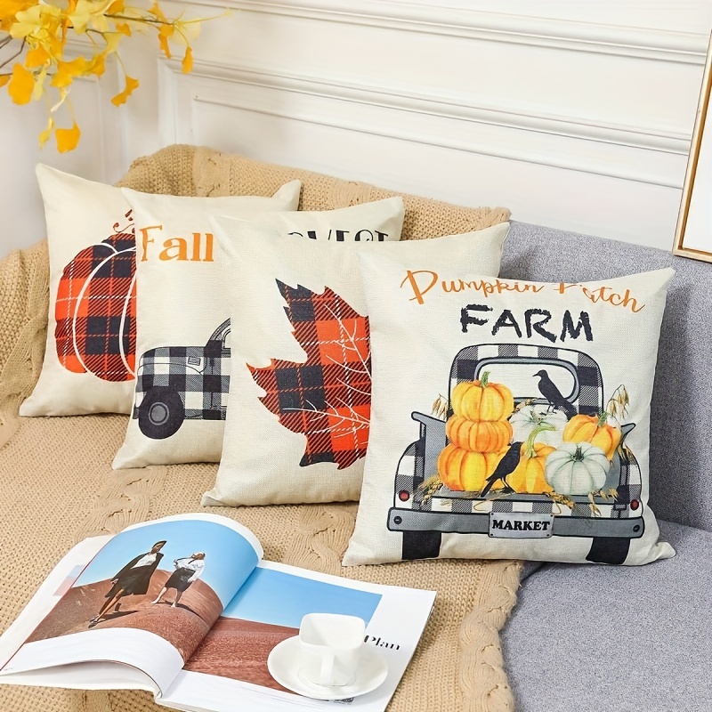 Fall Decor Pillow Covers Autumn Pumpkin Farmhouse Throw - Temu