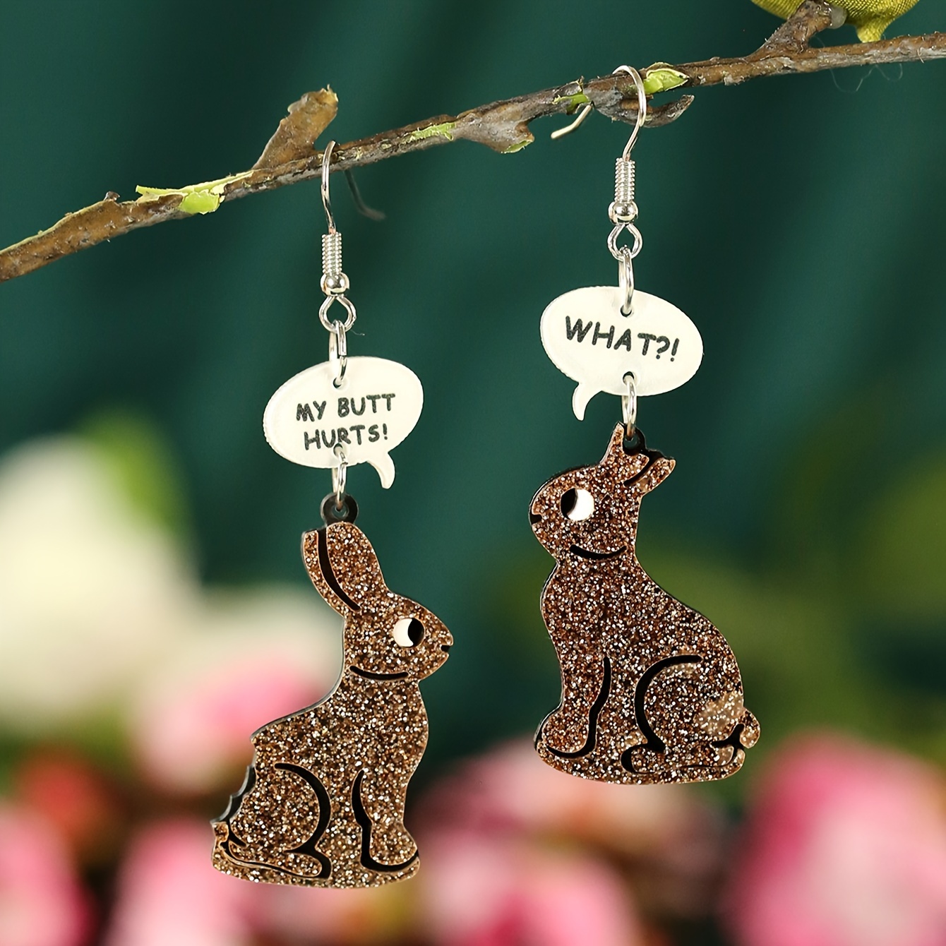 

Acrylic Bunny Earrings - Vintage Style, Alloy Posts, Casual Attire & Gifting,