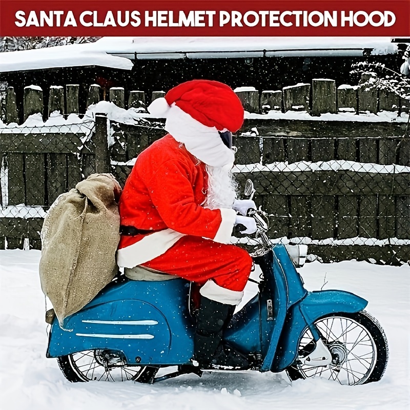 

Santa Claus Motorcycle Helmet Cover - Christmas Hat Decoration, Fit For Most Helmets, Polyester, Santa Claus Christmas Hat