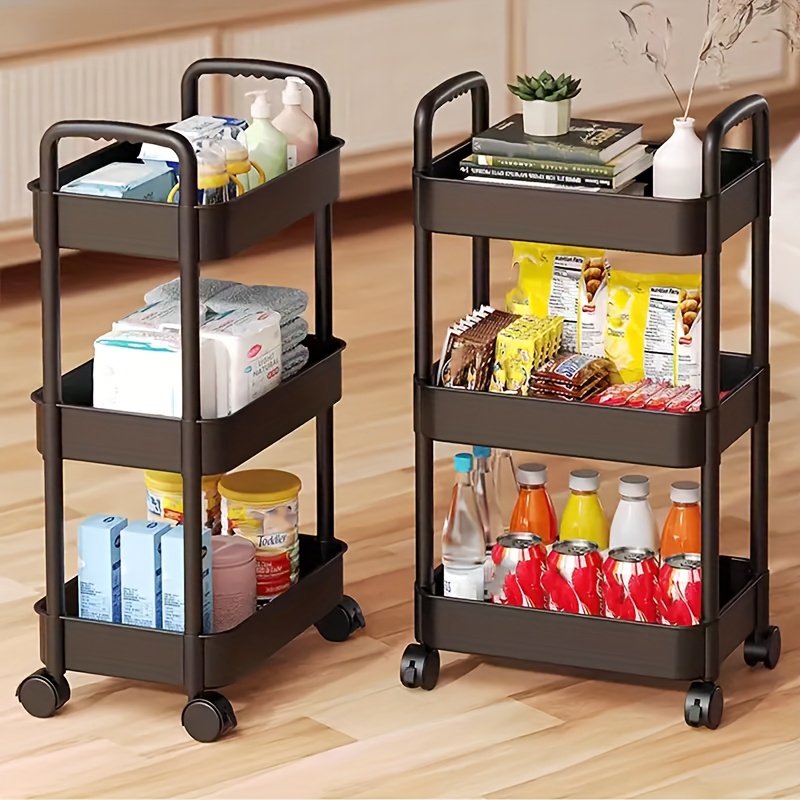 1pc Small Trolley Storage Rack For Kitchen, Bedroom, Bathroom, Living Room,  Multi-layer Rolling Cart For Baby Snacks, Mobile Storage Organizer