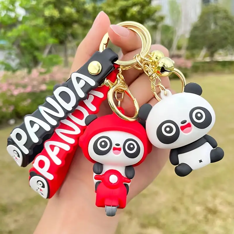Cute Panda Kawaii Anime Car Keychain Animated Funny Animal - Temu