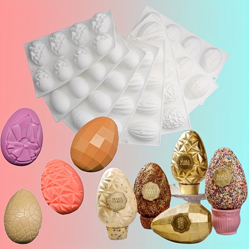 8 Cavity Egg Shaped Chocolate Mold - 3d Food Grade Silicone Mold For Diy  Cake Decorating, Easter Egg Candy, Fondant, Biscuit, And Home Kitchen Items  - Temu
