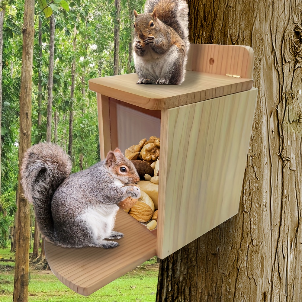 Mangeoire pour écureuils toit en pente bois de pin bitume non traité