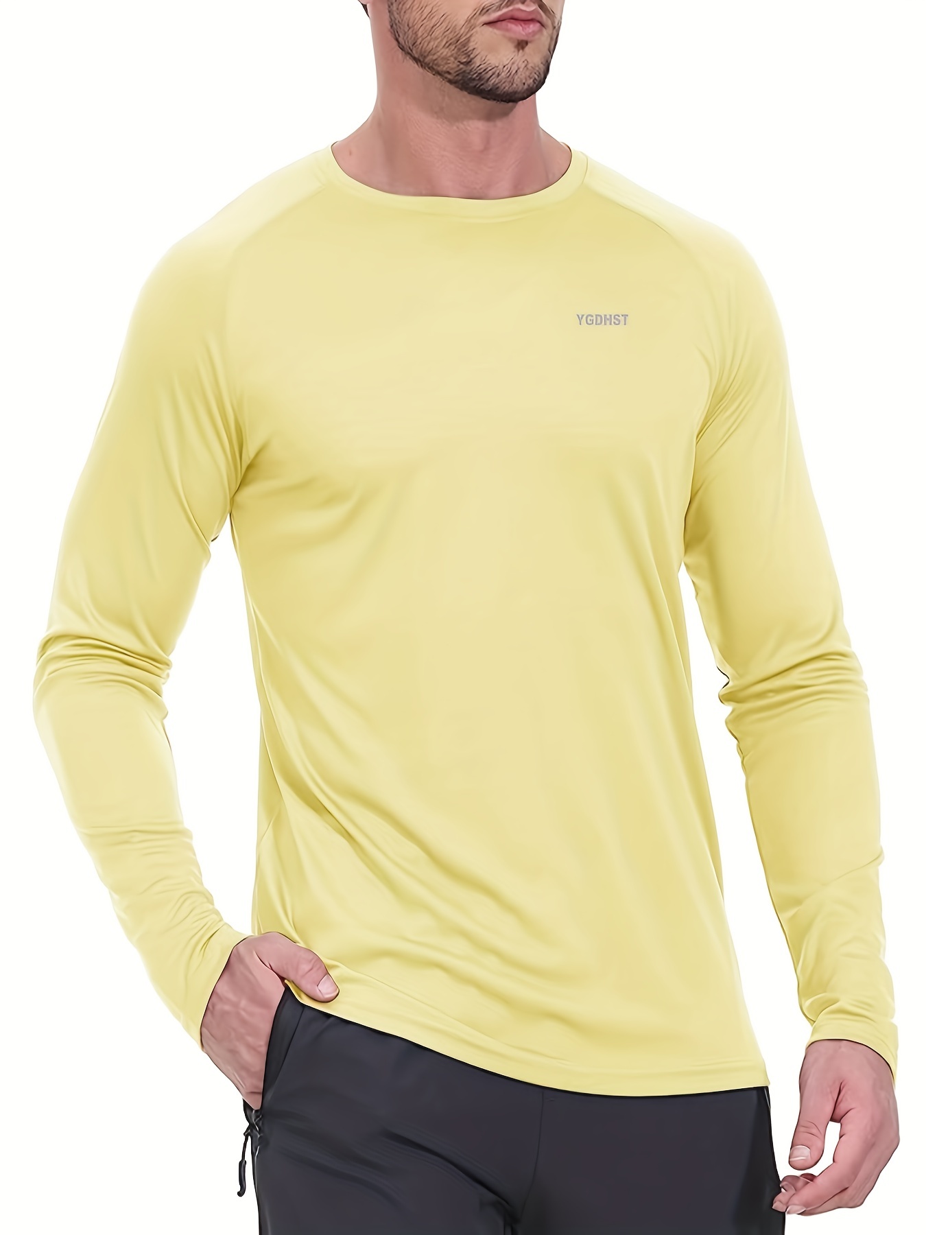 Men's UPF 50+ Sun Protection Shirt, Quick Dry Long Sleeve Rash Guard for Fishing Hiking Outdoor,Temu