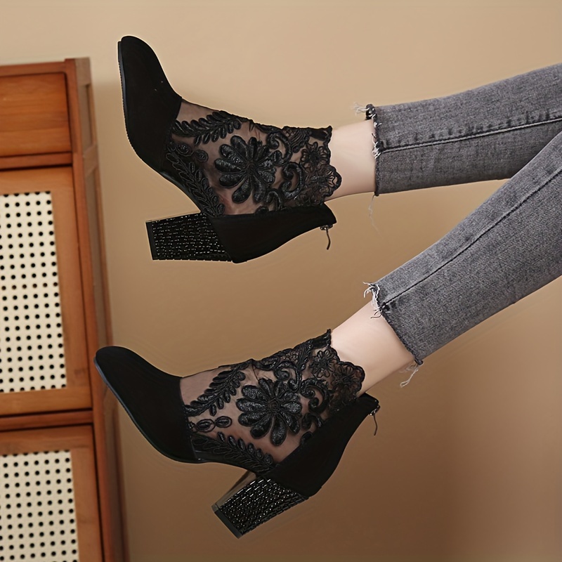 botas femininas com de floral zíper traseiro Temu Portugal