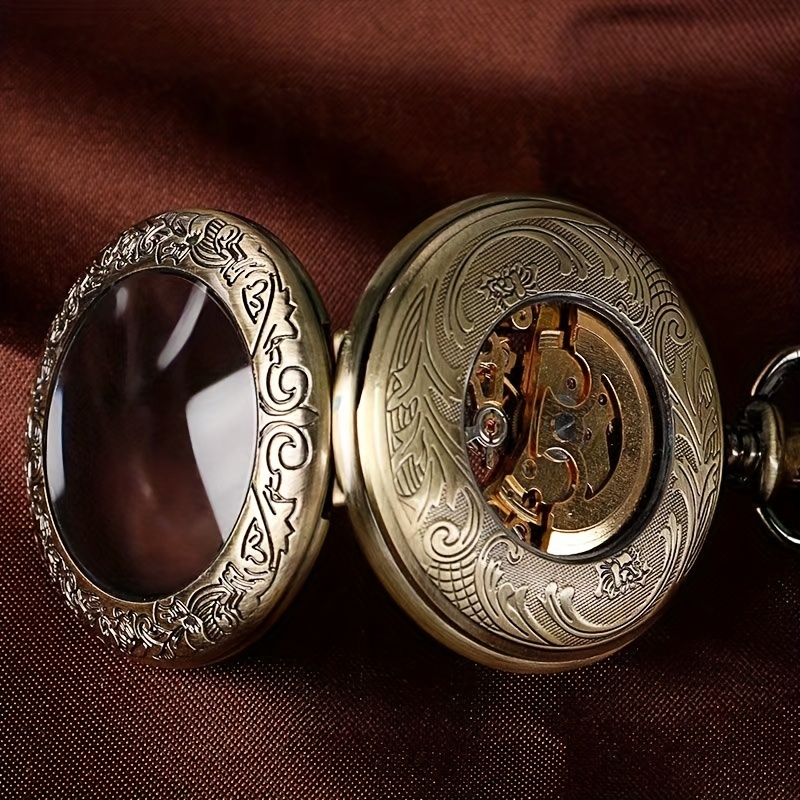 Reloj de bolsillo vintage mecánico automático, reloj de bolsillo retro con  tapa abatible, para estudiantes masculinos y femeninos, collar tallado