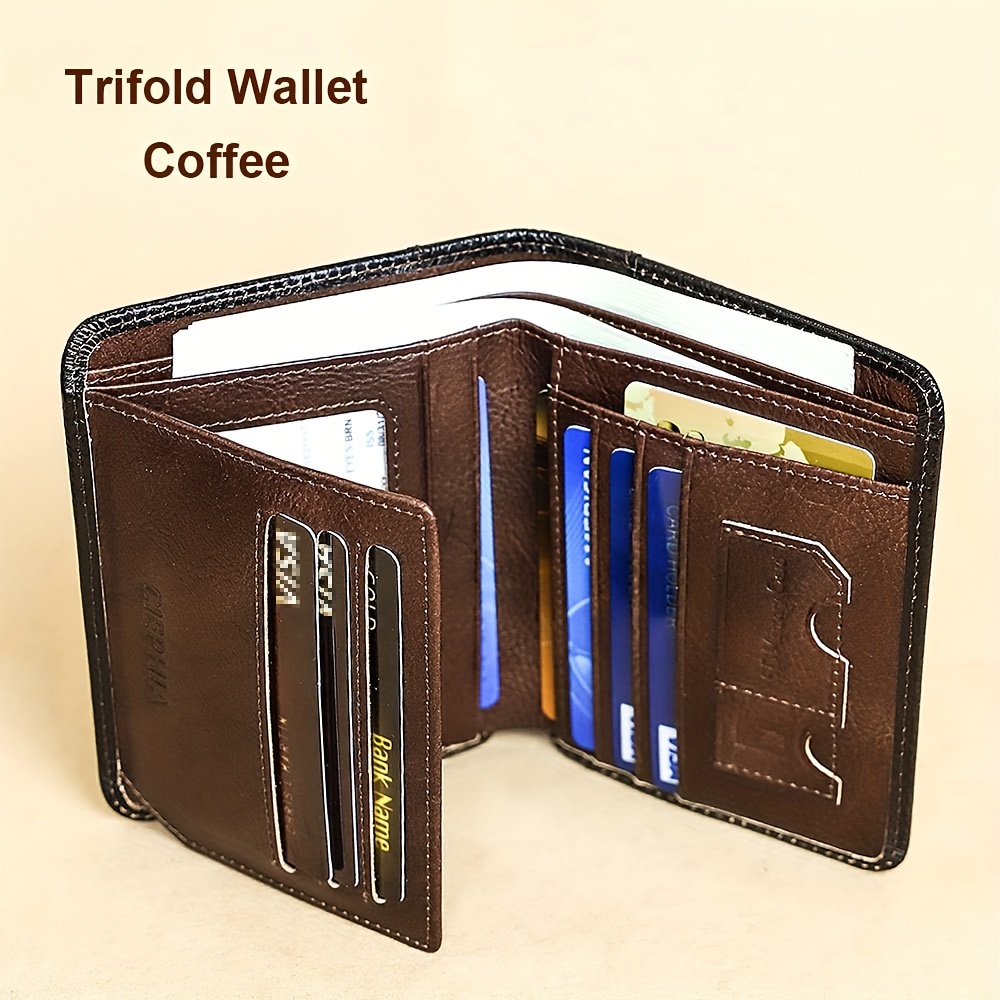 Men's Genuine Leather Short Wallet Multiple Card Slots Purse Large Capacity  Card Cash Holder, Great Gift For Men Father's Day Gift - Temu Japan