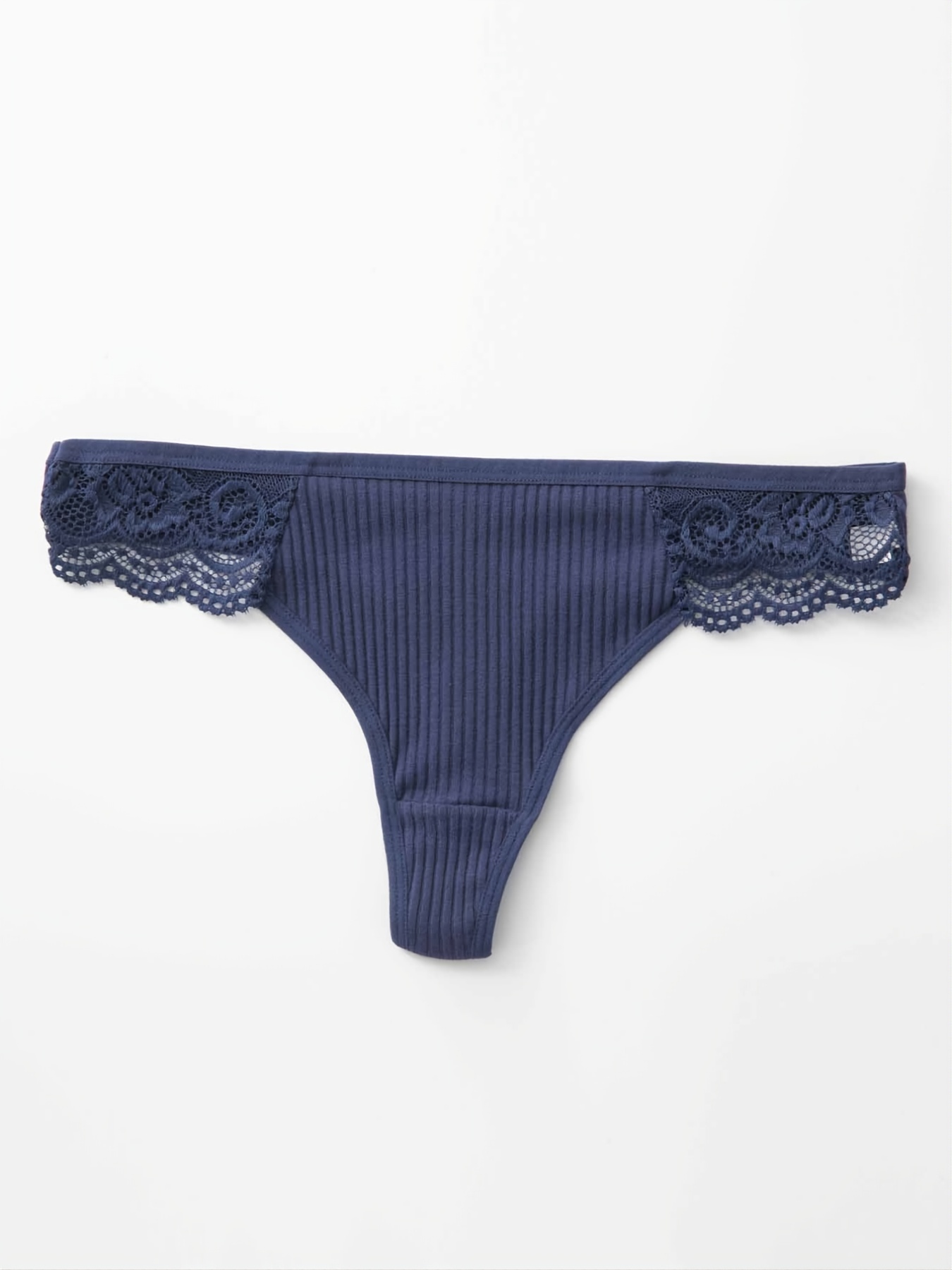 Lace Stitching Thongs Sexy Low Waist Ribbed Panties Women's - Temu