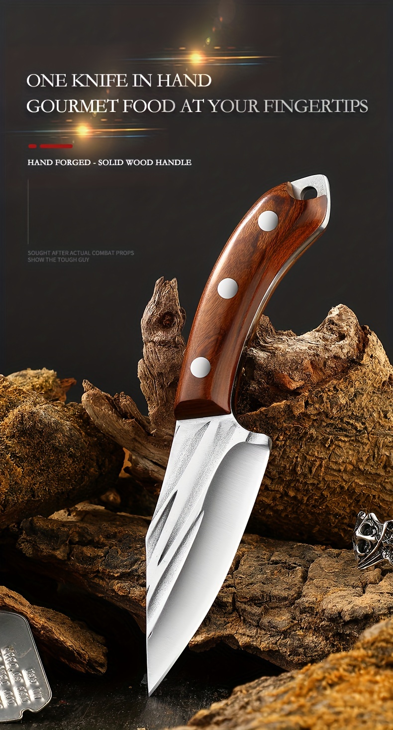 1pc Mongolian Meat Knife With Handle, Used For Meat In Home Kitchen, Also  As A Multi-use Knife For Outdoor Camping And Barbecue