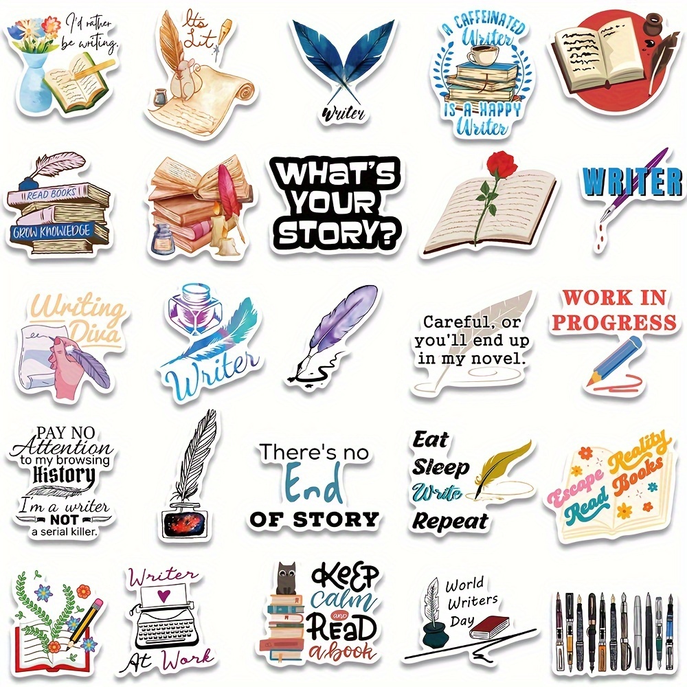 Writer Stickers Writing Stickers Literature Stickers - Temu