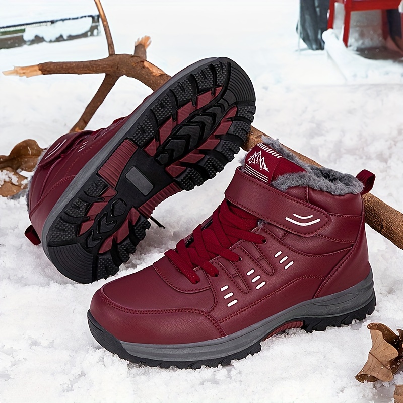 Botas de nieve unisex para hombre y mujer, botas de invierno para mujer,  impermeables, sin cordones, con forro de piel cálida, zapatos gruesos para