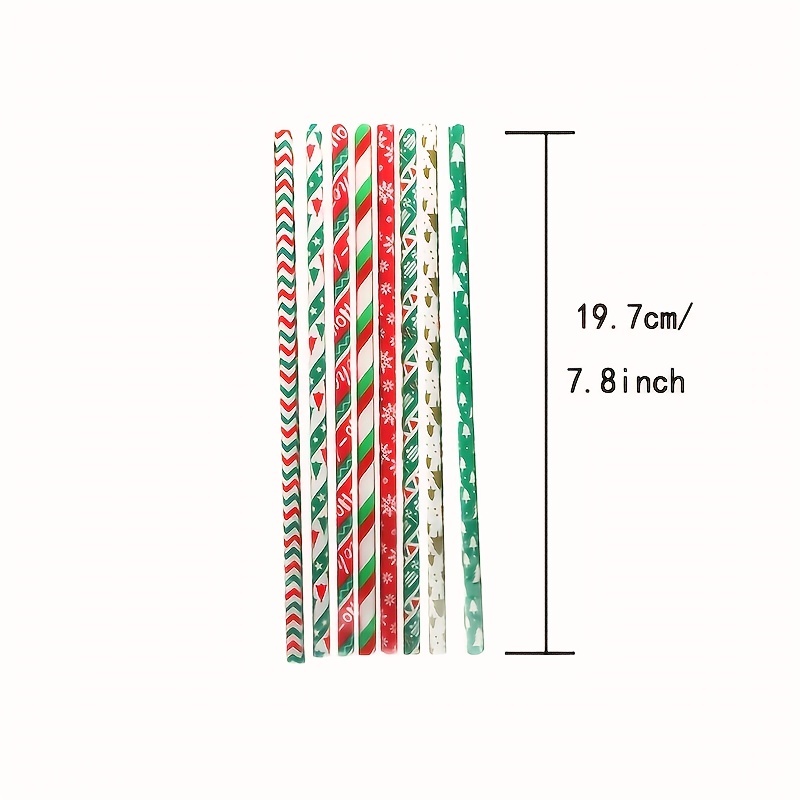 25pcs Christmas Paper Straws Snowflake Drinking Straw Christmas Decorations for Home Xmas Happy New Year Noel Party Supply, Red