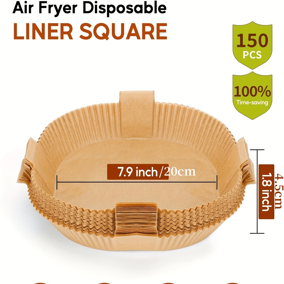 Katbite 130PCS Disposable Air Fryer Paper Liners, 7.9 Inch Square Air