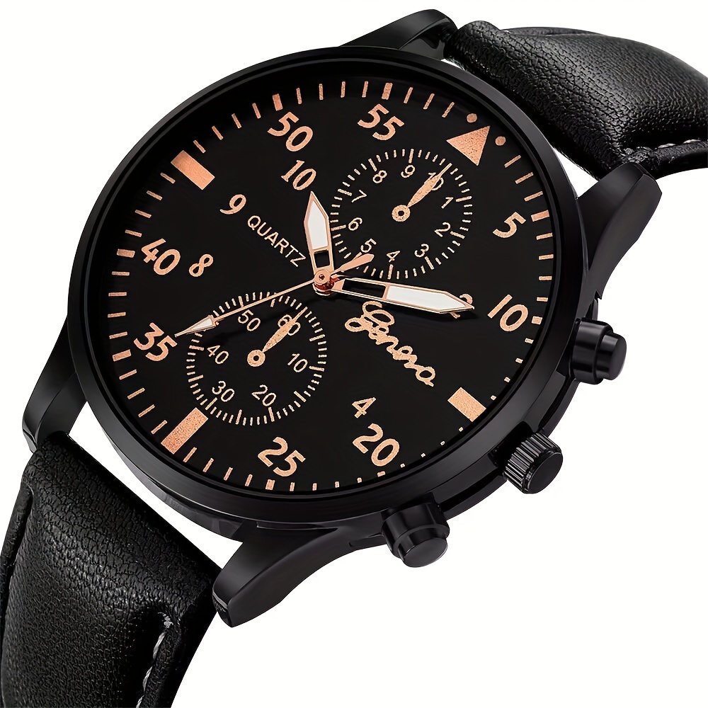 Best Selling Fashion Business Brand Men's Watch Pu Leather - Temu