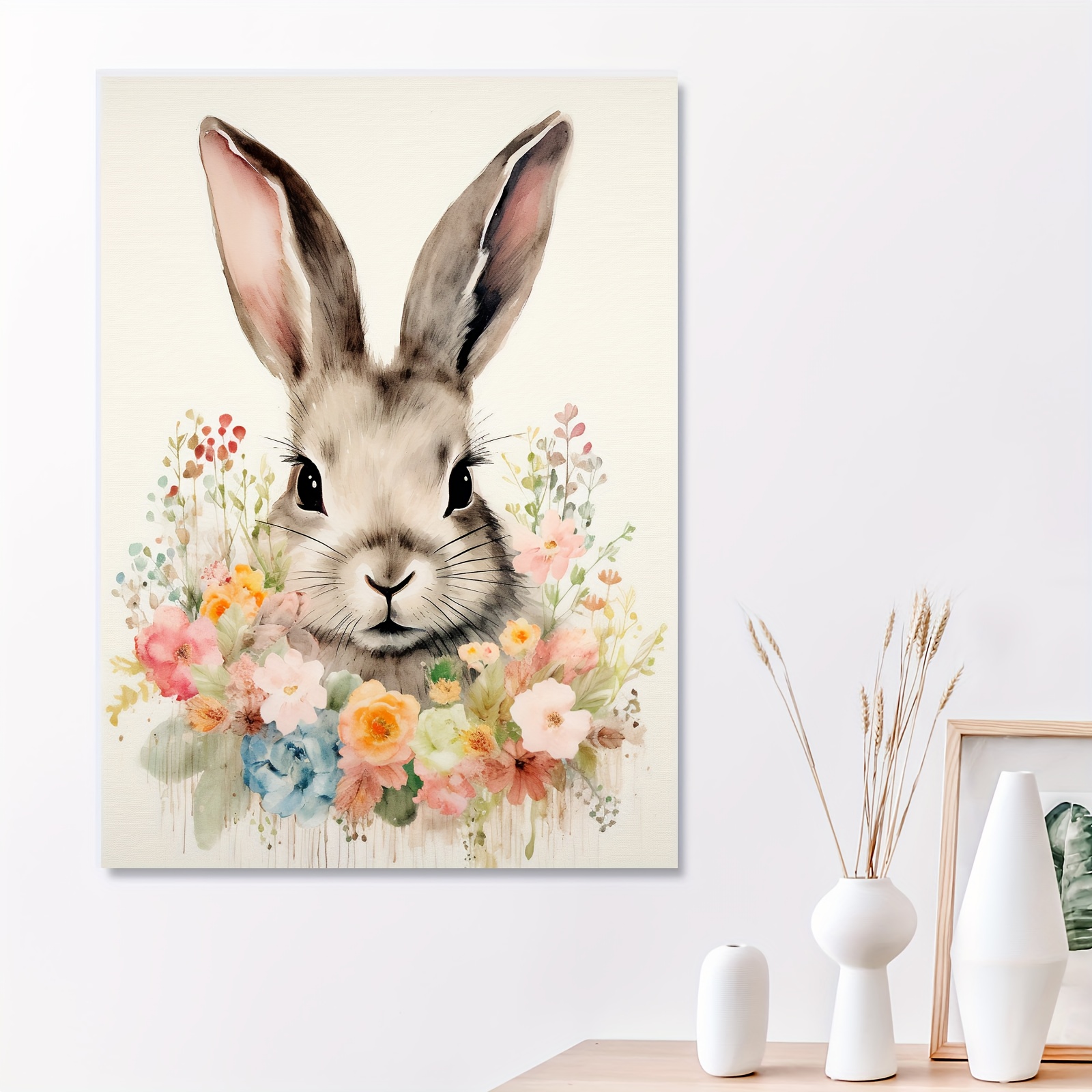1pc Framed Easter Canvas Print Poster Easter Bunny With Eggs Canvas Wall  Art Artwork Wall Painting For Bathroom Bedroom Office Living Room Wall  Decor Home Decoration - Home & Kitchen - Temu
