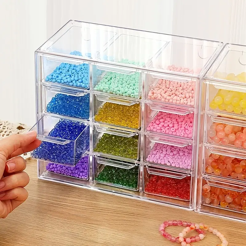 Multi-layer Diy Beads Jewelry Storage Display Box, Plastic Clear