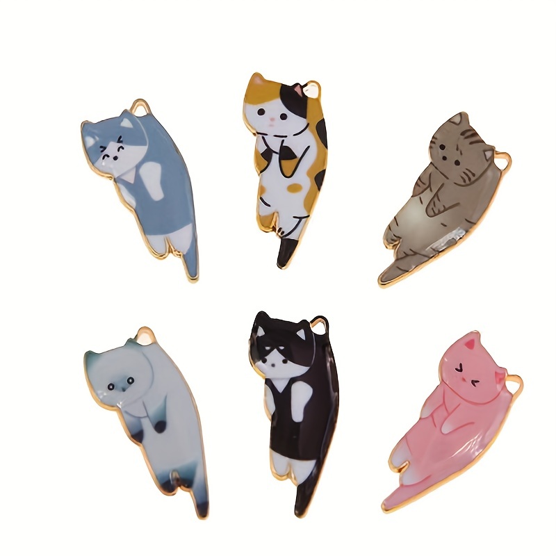 50Pcs 10 Styles Alloy Enamel White Cat Charms Mixed Styles Cute Animal  Charms Cartoon Kitten Charms Bulk For Bracelets Necklace Jewelry Making