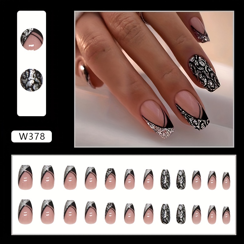 Black Leopard Acrylic False Nails Medium Almond – NOUMAY LIMITED