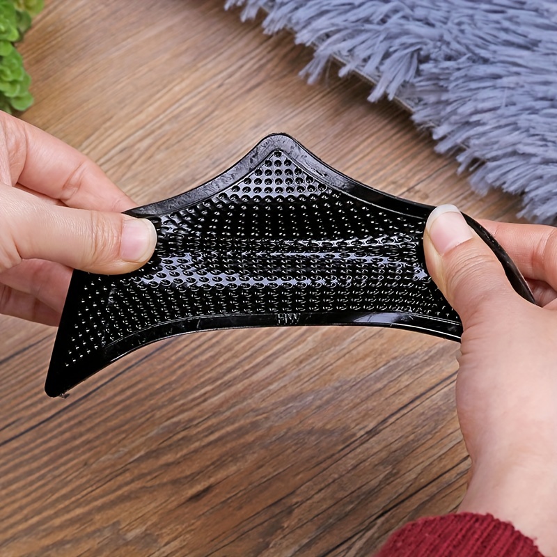 4 x Rug Carpet Mat Grippers Non Slip Anti Skid Reusable Washable Silicone Grip, Black