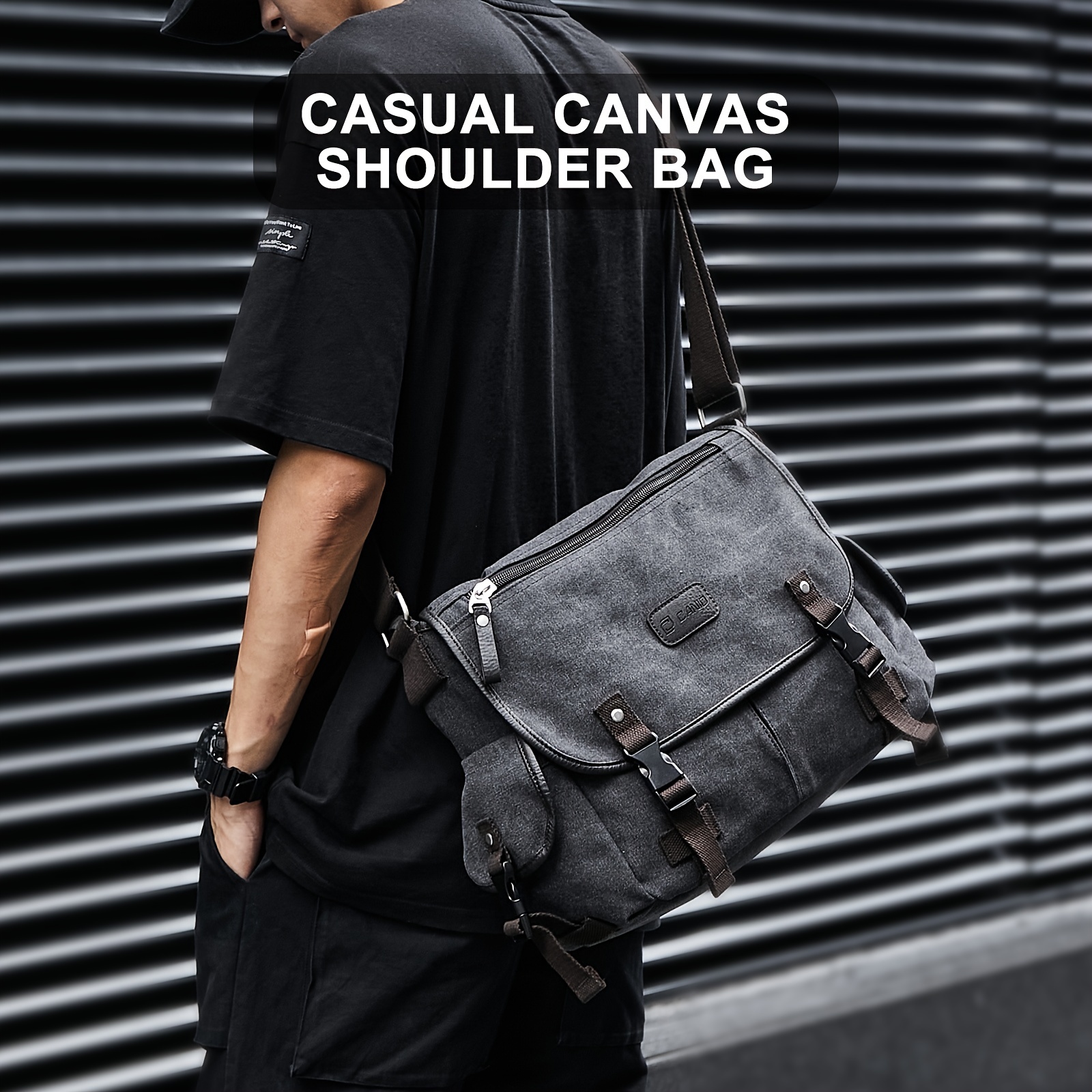 Water Resistant Canvas Messenger Bag for Men & Women