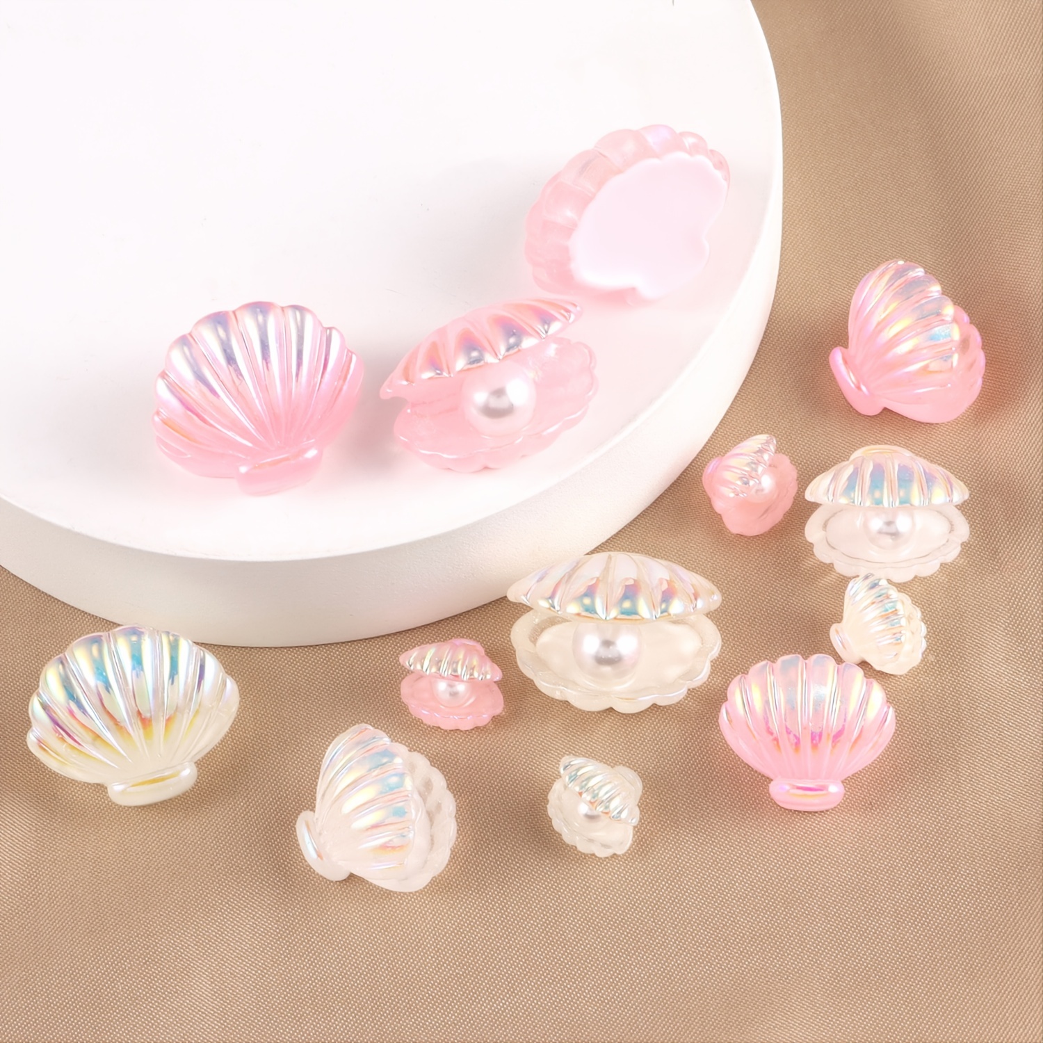 6pcs Colorful Mixed Pack Pearl Shells, Plastic Simulated