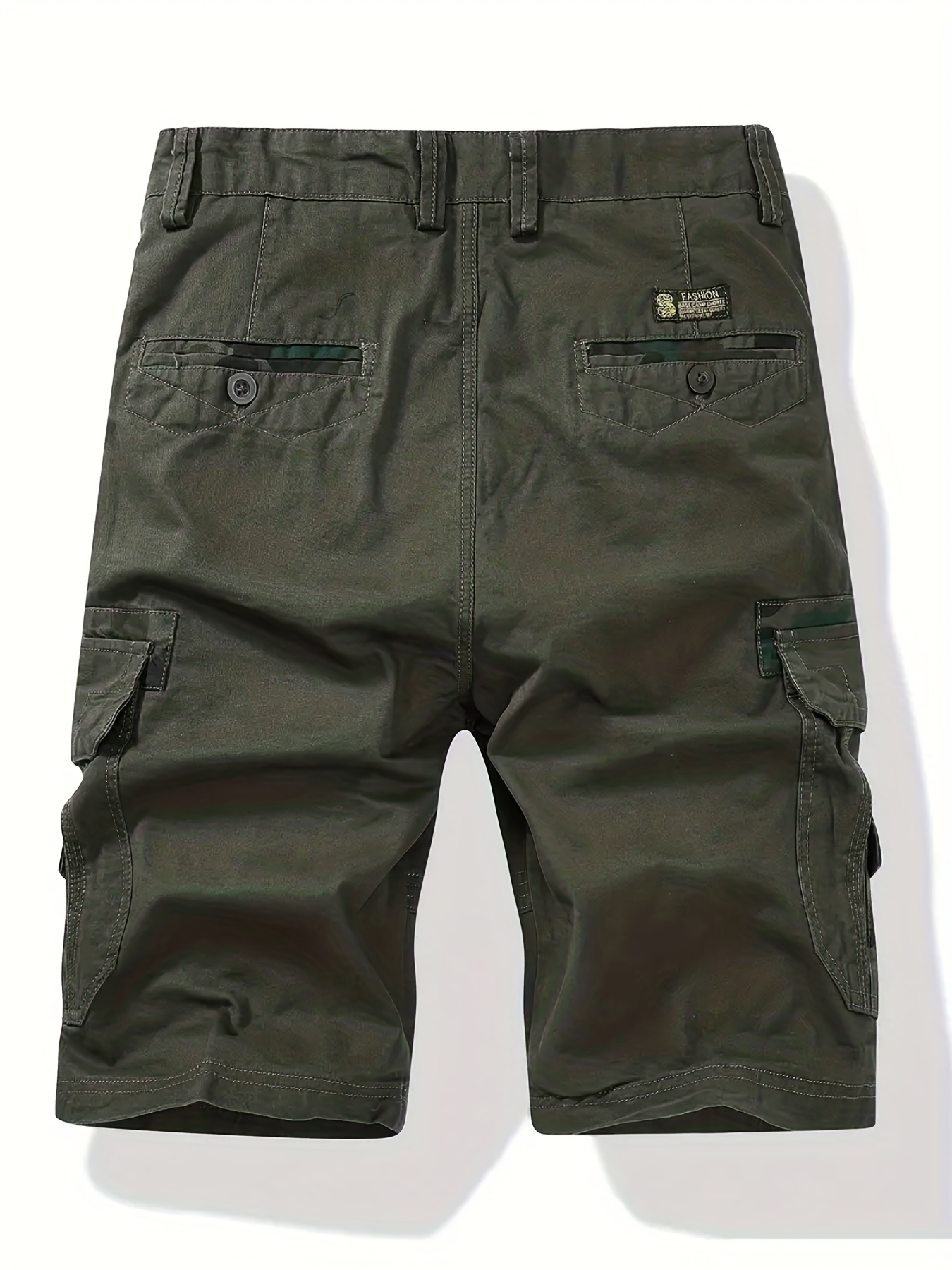 Solid Cotton Men's Classic Design Camo Cargo Short Pants - Temu