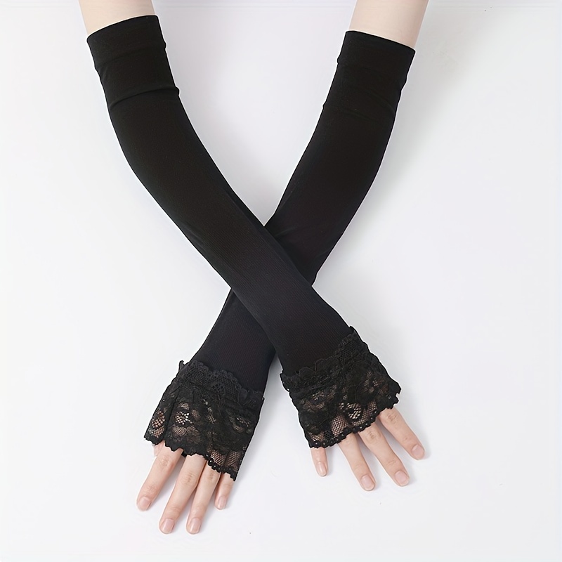 1 Pair Lace Arm Sleeves For Women, Summer Long Arm Guards, Driving Sleeves