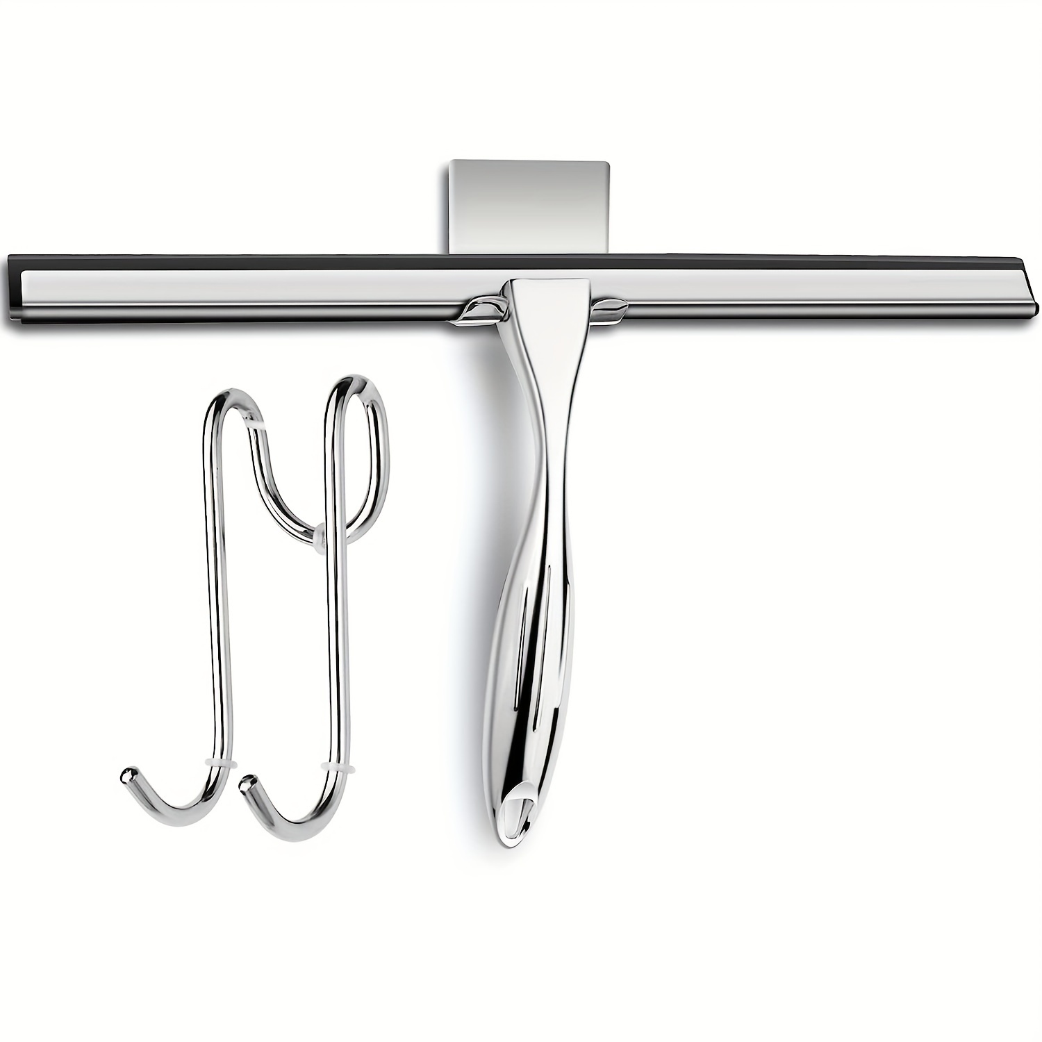 Shower Squeegee Stainless Steel Window Squeegee With 2 Hooks - Temu