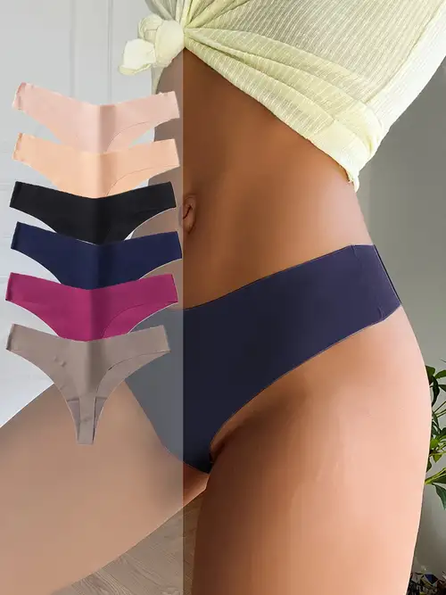 Women's Simple Seamless Low Waist Cheeky Panties Breathable - Temu