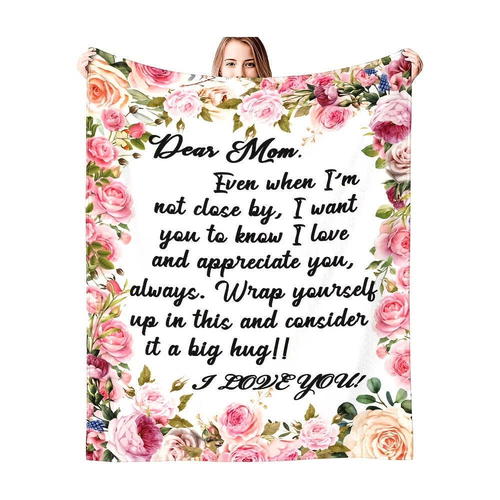 Mom Blanket from Daughter Son Mom Gifts I Love You Mom Blanket Birthday Gifts for Mothers Soft Cozy Warmer Fuzzy Bed Throw Blanket for Birthday