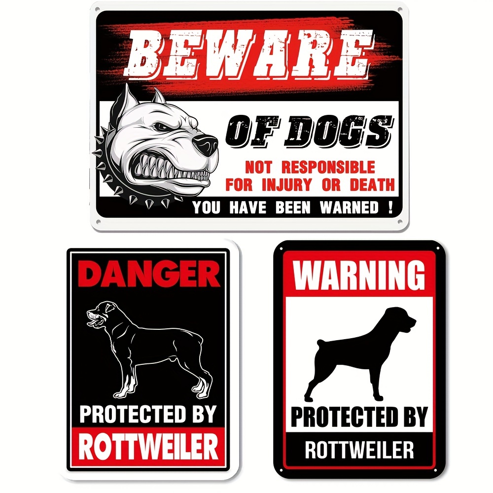 Cuidado con el perro. Carteles de advertencia de peligro perros.