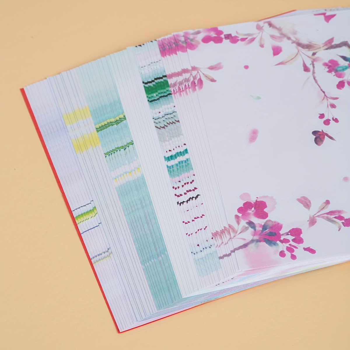 50 Sheets Double Sided Origami Paper Kit Pink Cartoon Pattern Paper 12 Designs