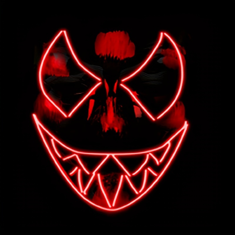 LED Light Up Men's Halloween Mask - Unique Neon Glow Masks
