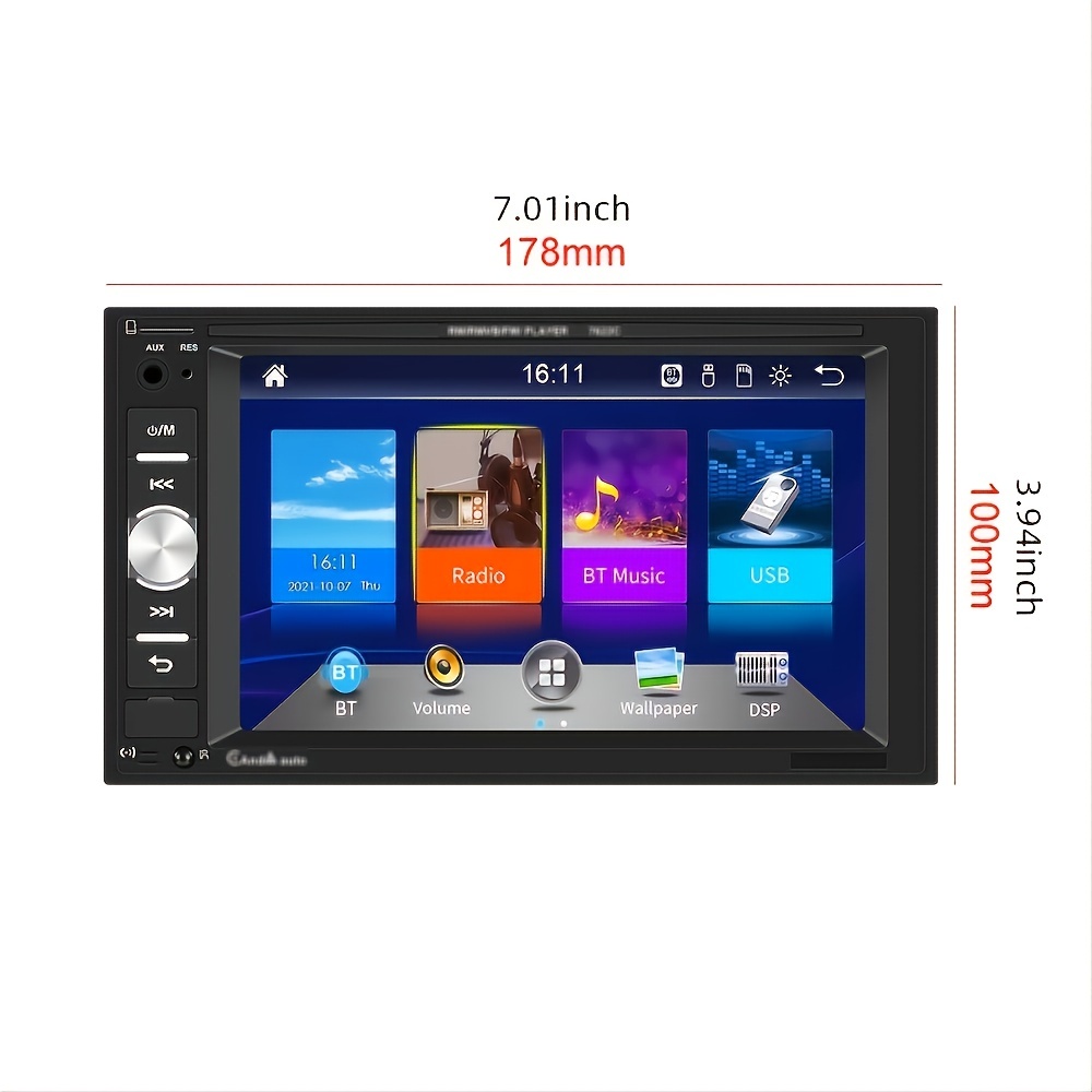 Doble Din 7in pantalla táctil coche estéreo Radio Universal coche MP5  reproductor con cámara trasera TF/USB - Temu