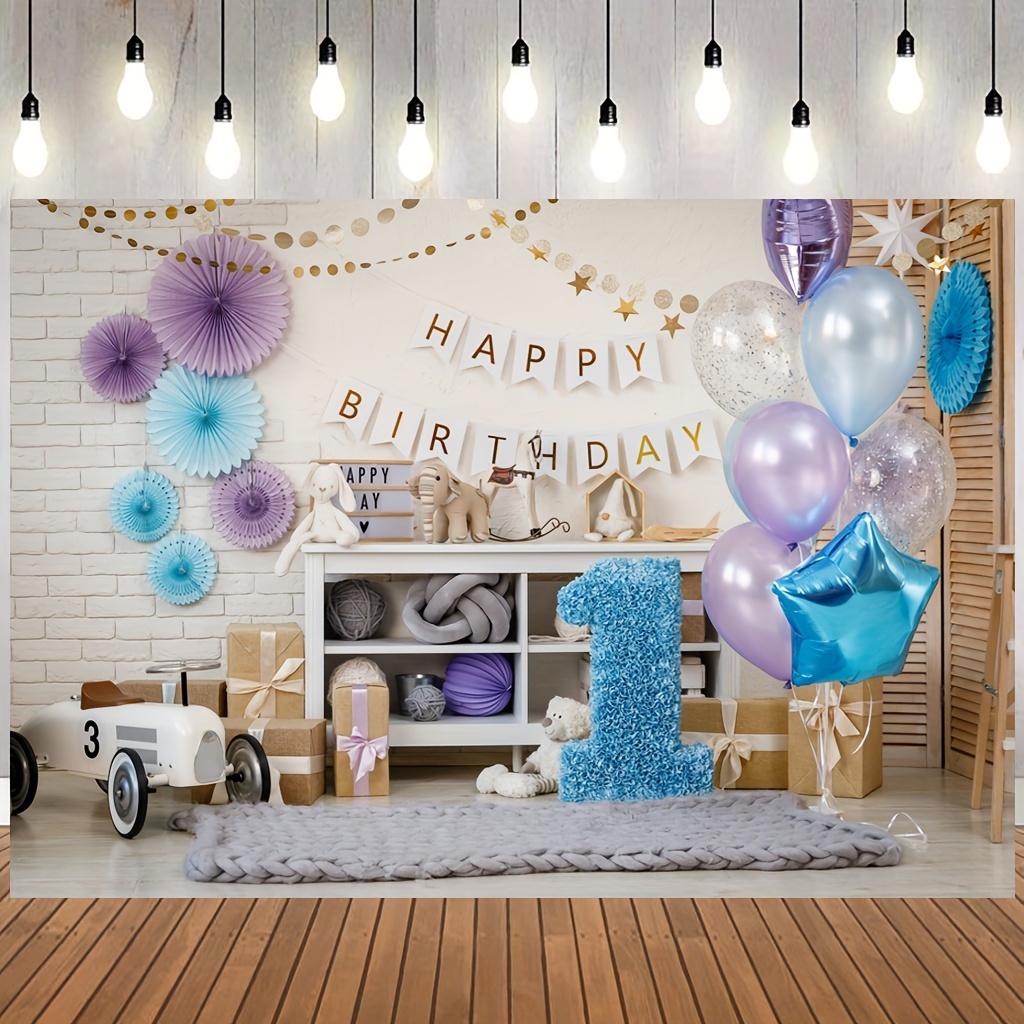 1pc One Birthday Backdrop 5x3ft Balloon Interior Living Room White ...