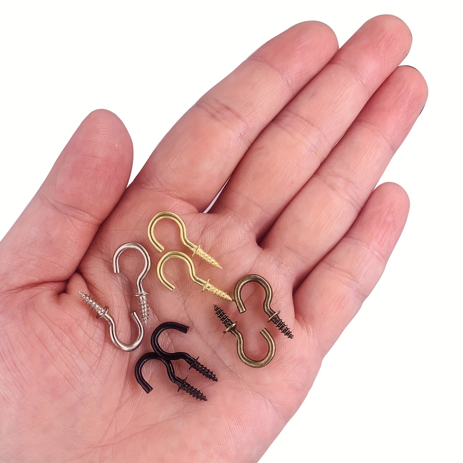 IDEALSV Small Black Ceiling Hooks 1/2'' Screw-in Light Hooks DIY Jewelry  Hooks (60Pack)