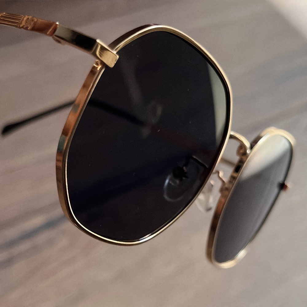 Large Polygon Sunglasses Women Men Vintage Metal Frame Anti - Temu
