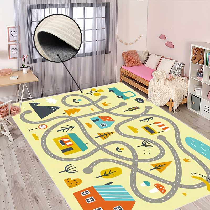 Alfombra de juegos para niños, ideal para jugar con autos, juguetes,  alfombra para niños, alfombra de área de aprendizaje con respaldo de goma