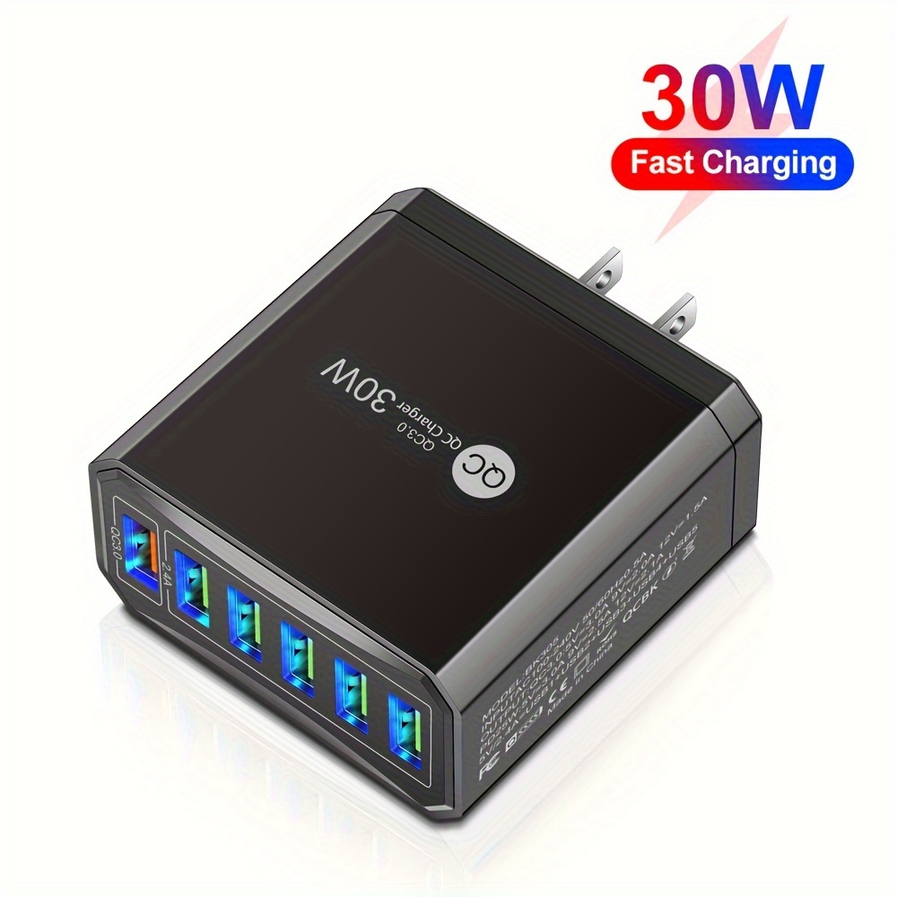 48W 4-Port Qualcomm Charger Quick Charge 3.0 (30W PD USB-C))